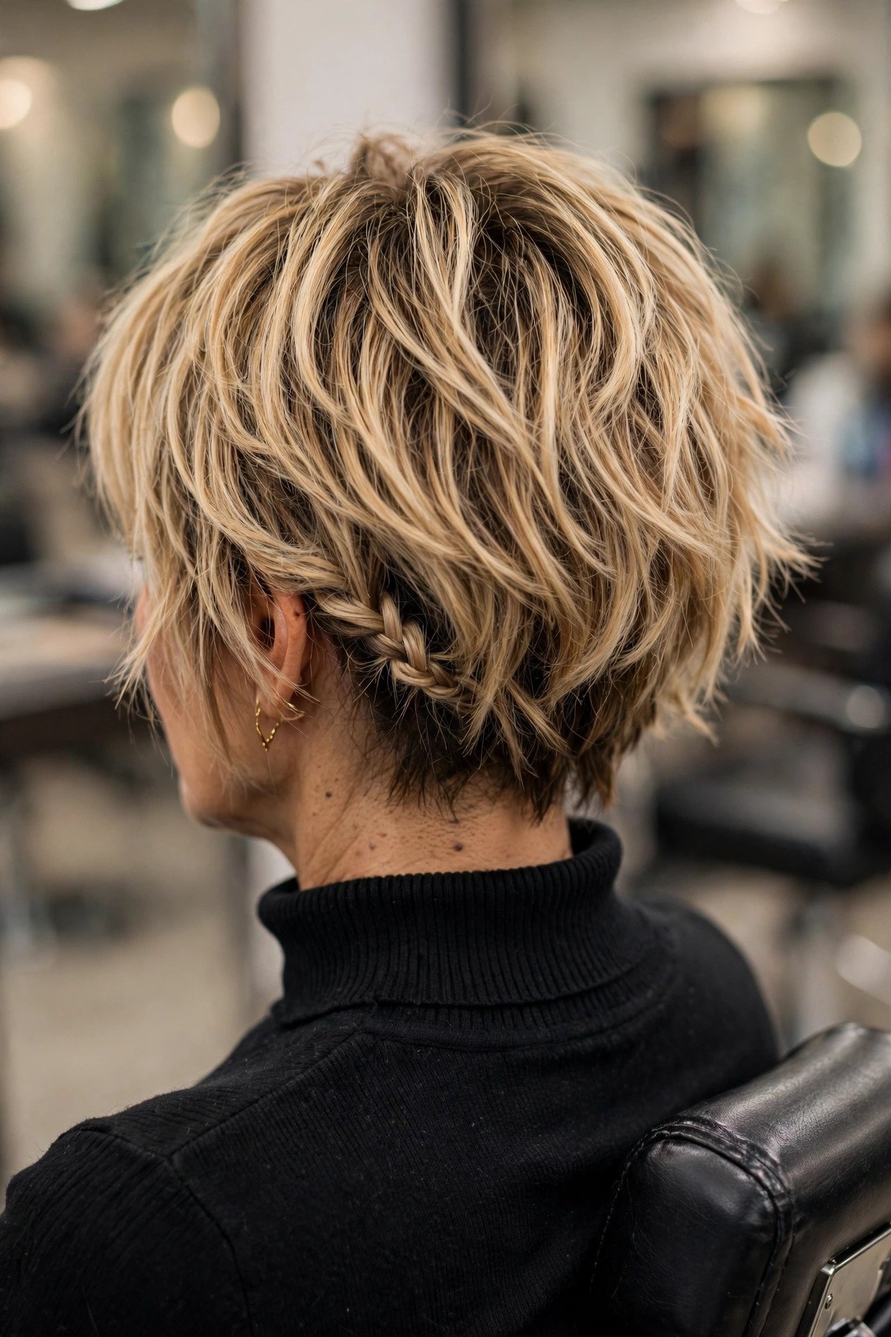 Shaggy bob with braided accent