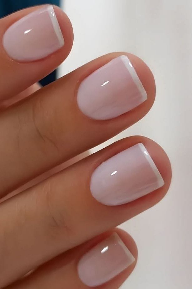 Nude French, Soft and Glossy - short French nails for women over 60