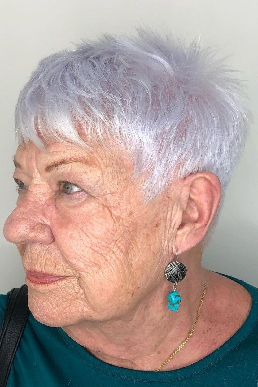 Silver Pixie with Bright Finish - sassy hairstyle for older women