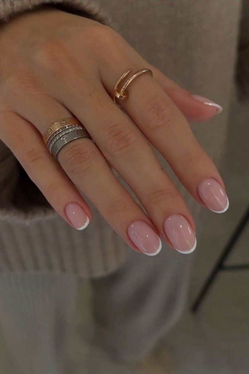 Milky Pink Squoval Nails - old money fall nail color for women over 40