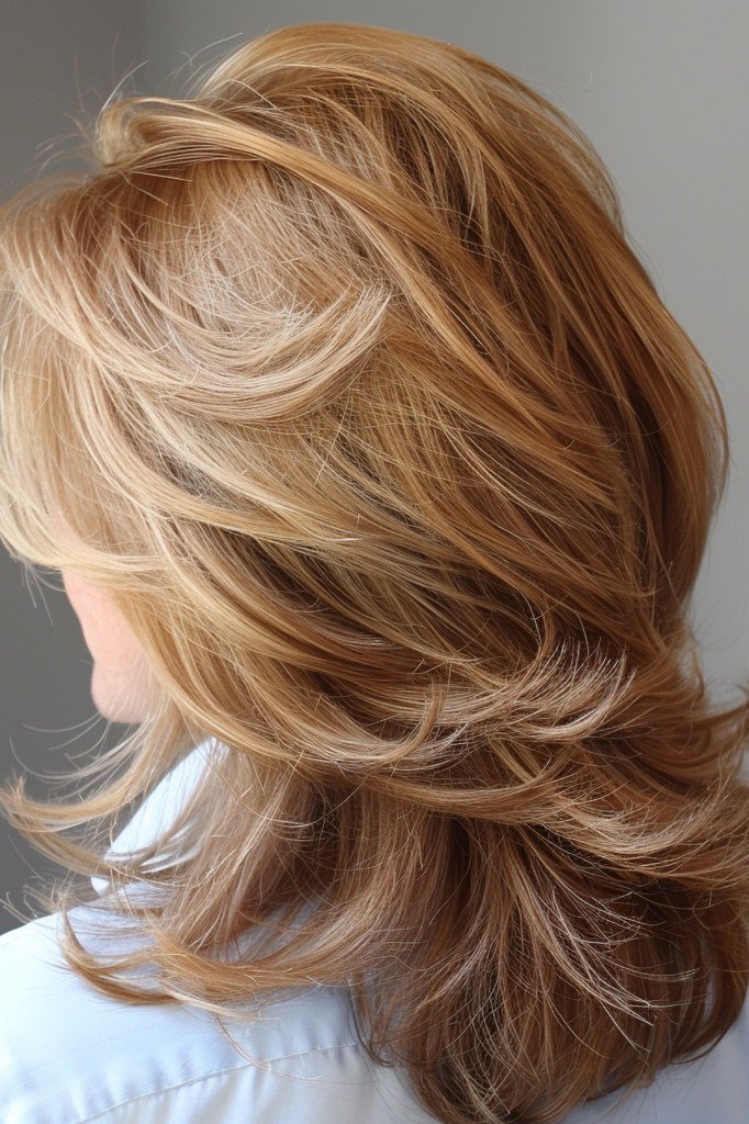 Side-Back Blonde Butterfly Cut - butterfly cut hairstyle for women over 60