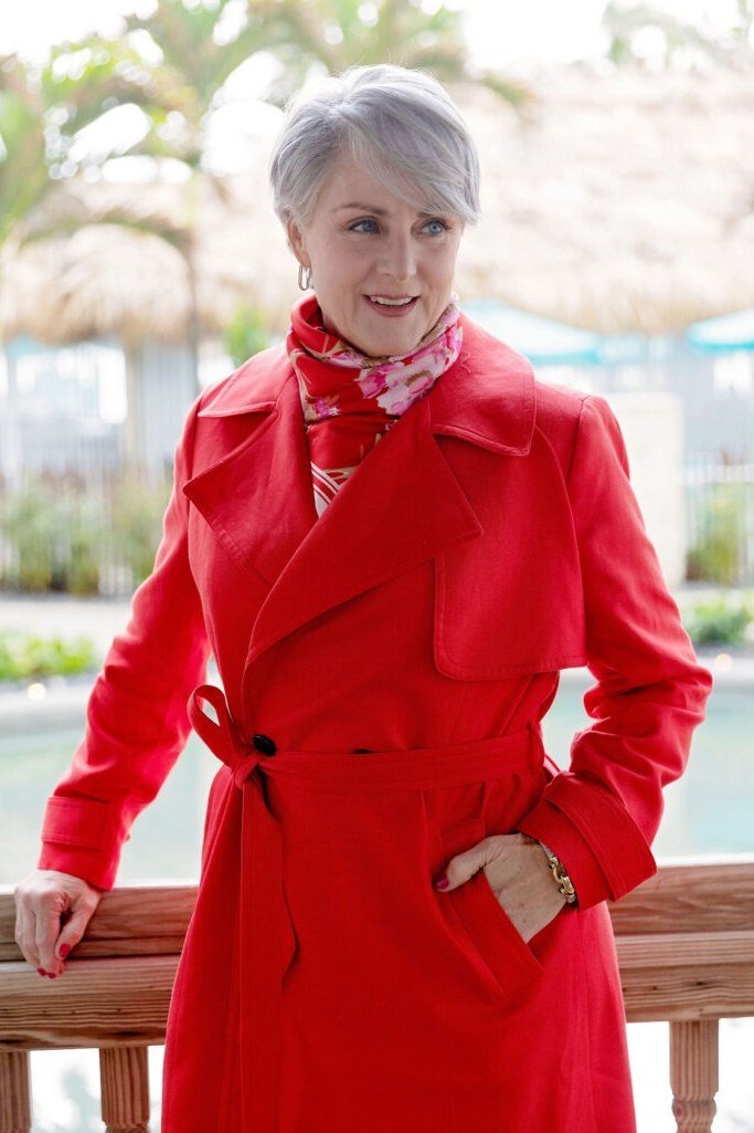 Red trench coat for women over 70