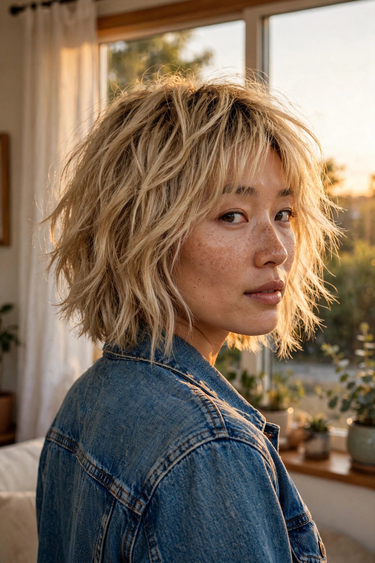 Shaggy bob for oval faces