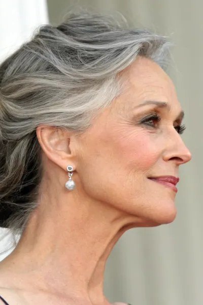 Silver twisted updo