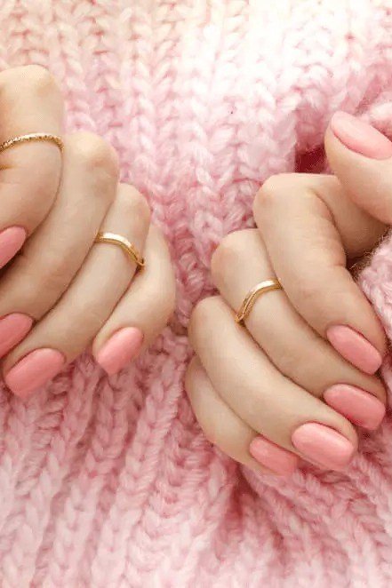 Nude Pink with Sweater Weather - elegant nail art idea for mature hands, women over 50