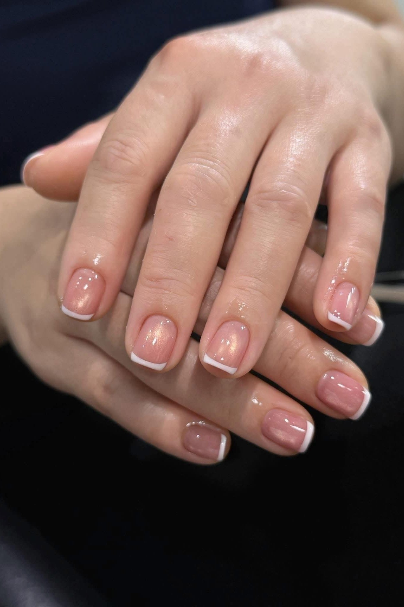 Solid White Micro French - short French nails for women over 60