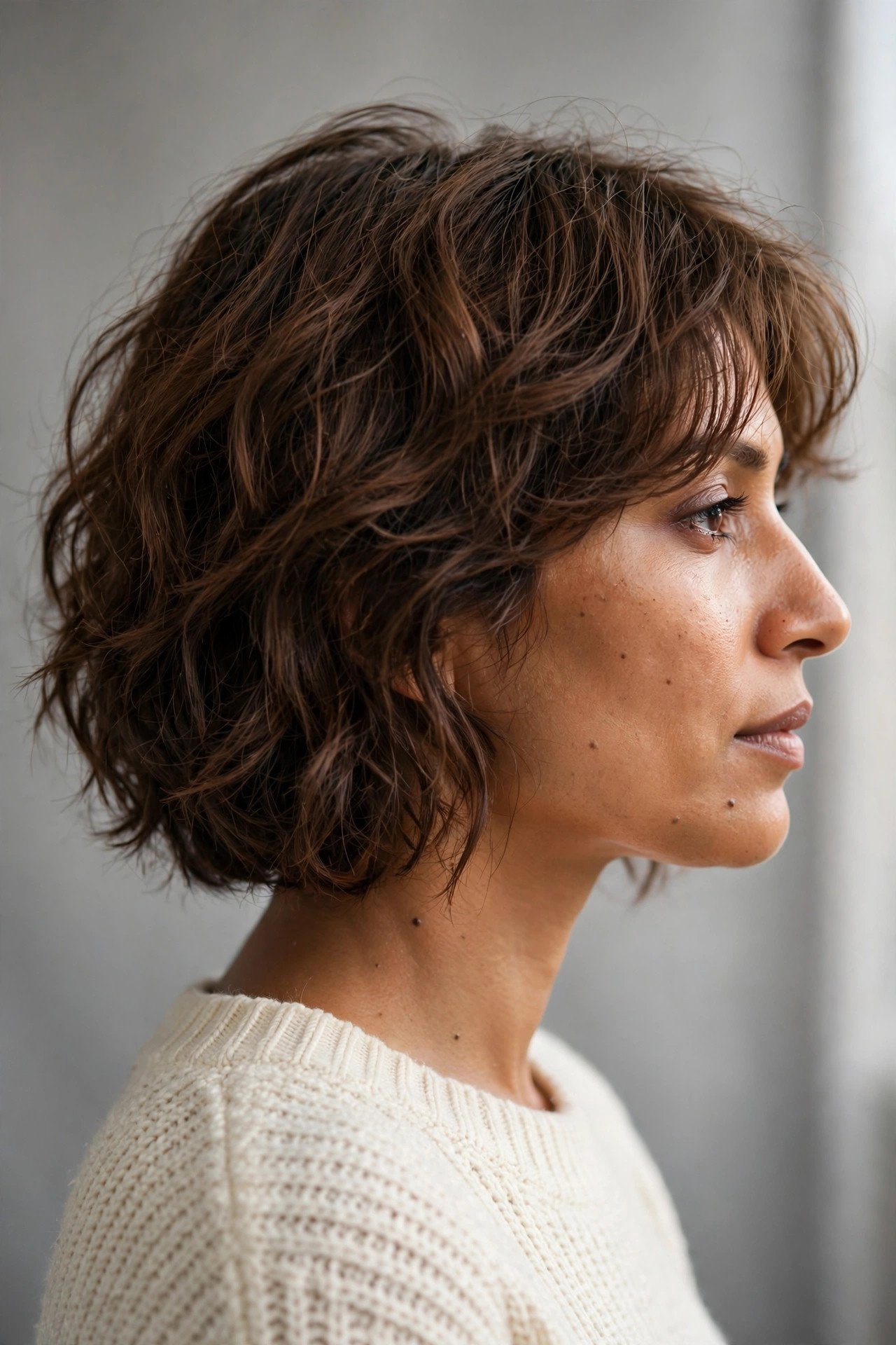 Shaggy bob for square faces with thin fine hair