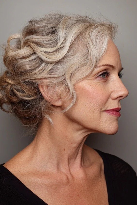 Curly Blonde Updo - timeless hairstyle for women over 60