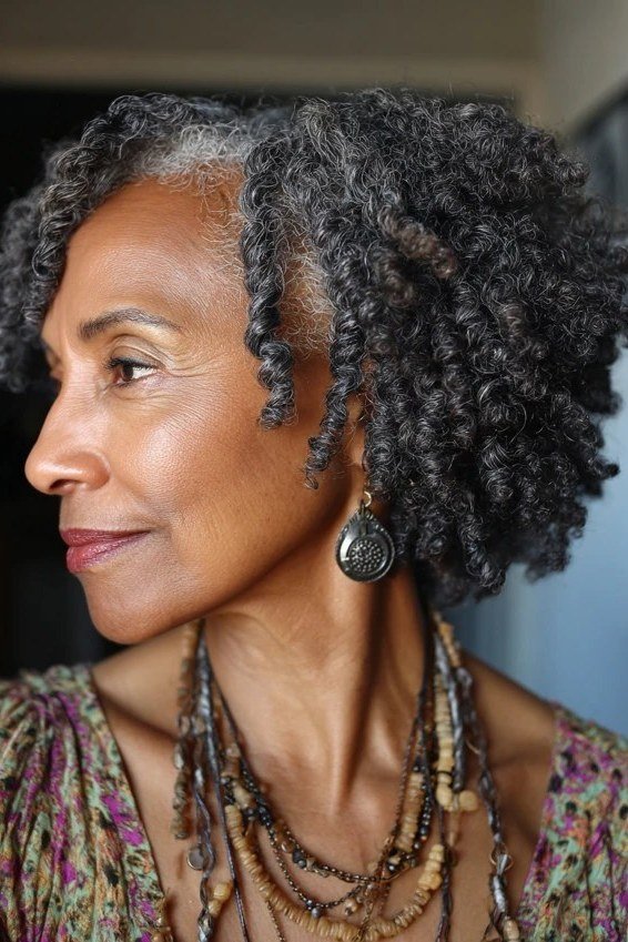 Short coily twists for mature Black women