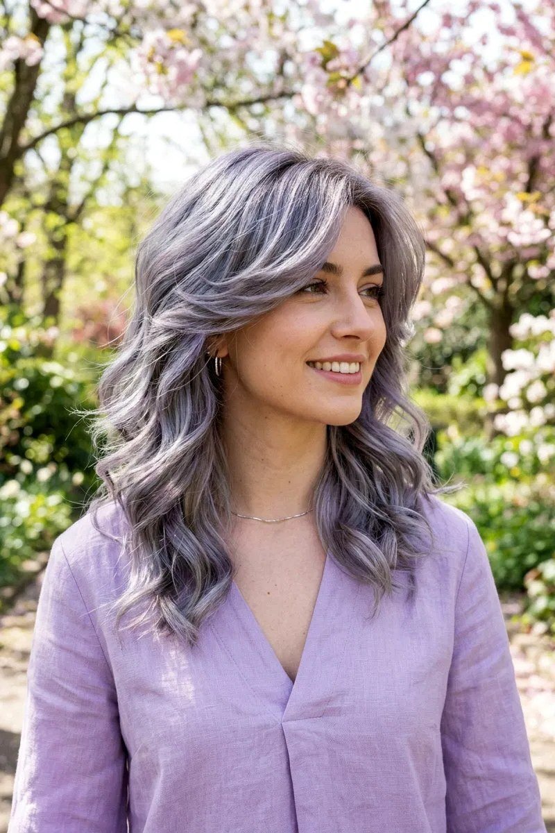 Garden Silver-Grey Butterfly Layers - butterfly cut hairstyle for women over 60