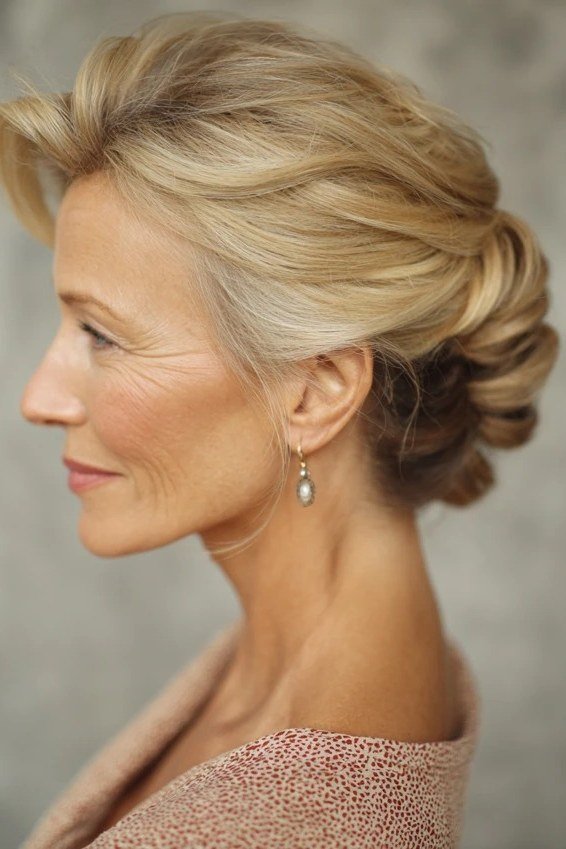 Twisted Blonde Updo - timeless hairstyle for women over 60