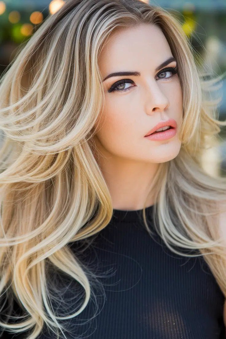 Platinum Blonde Butterfly Layers - butterfly cut hairstyle for women over 60