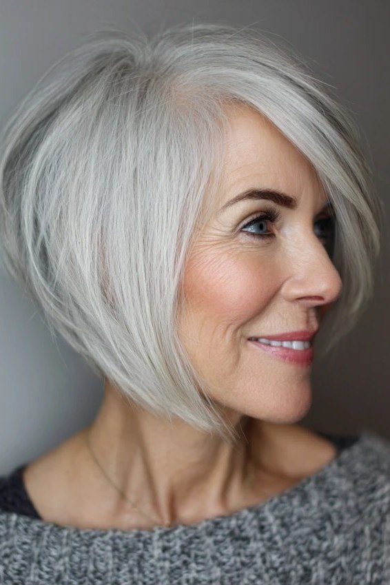 Silver angled everyday bob for women over 60