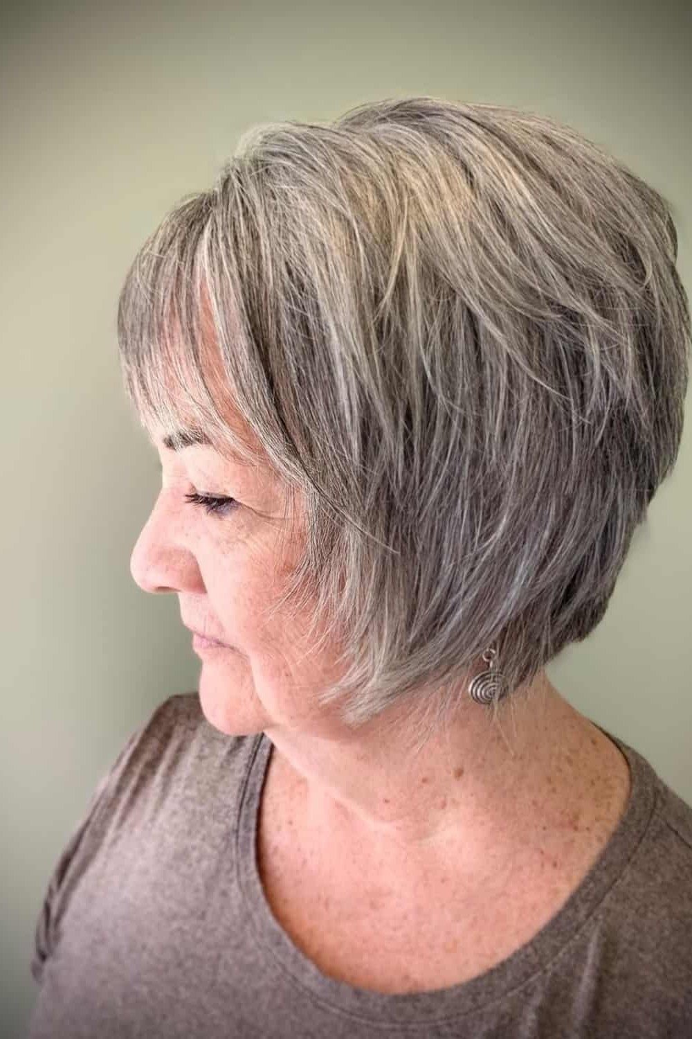 Textured Silver-Grey Bob - short wavy bob hairstyle for women over 60