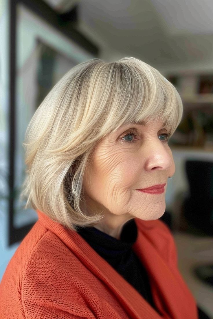blonde layered bob for women over 60