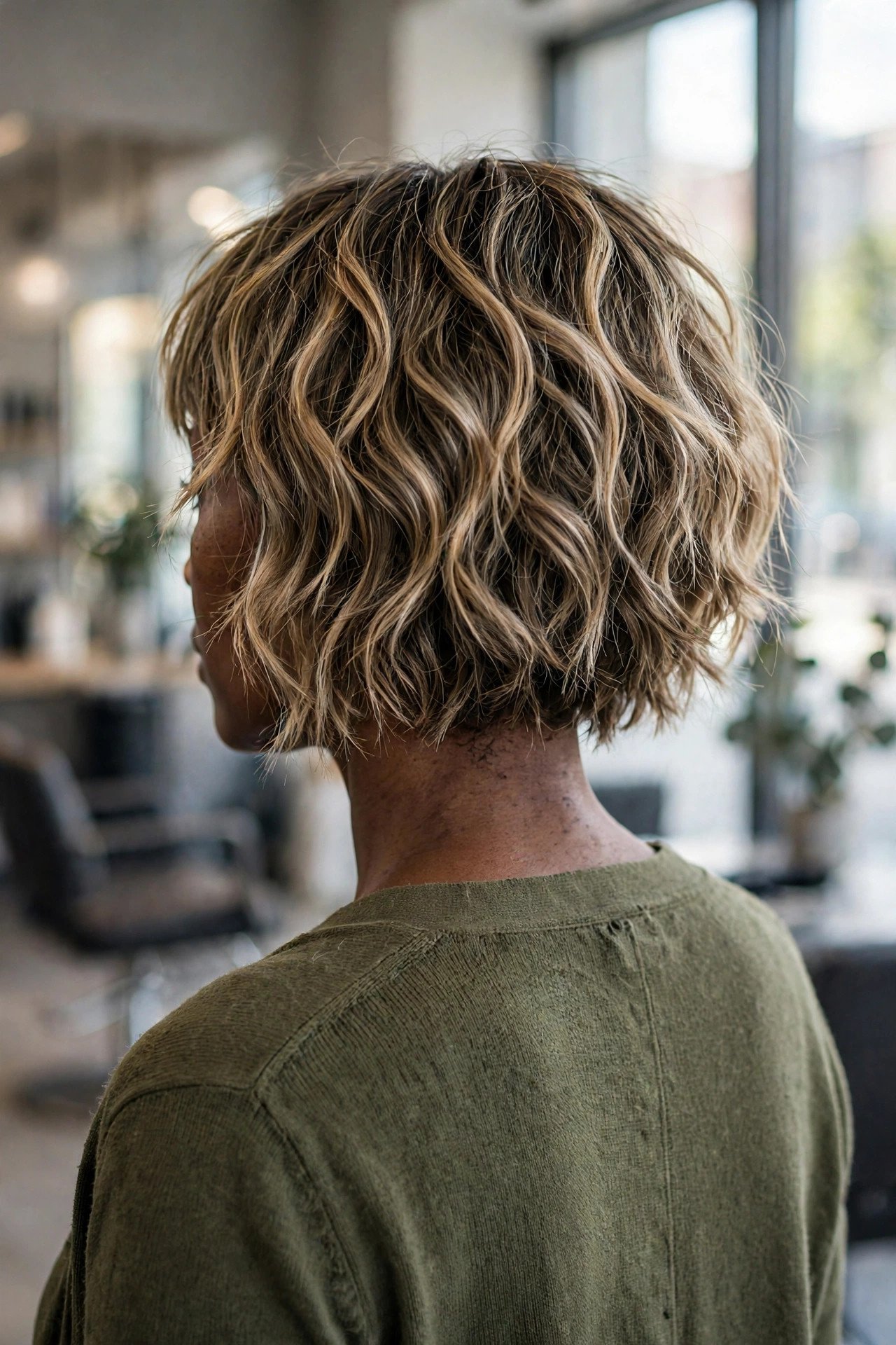 Shaggy bob for long faces with thin fine hair