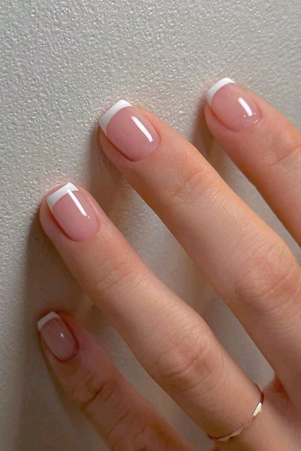 Pink Micro French - short French nails for women over 60