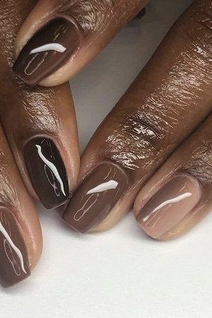 Espresso to Nude Gradient - short nail design for women over 60 that makes nails look longer