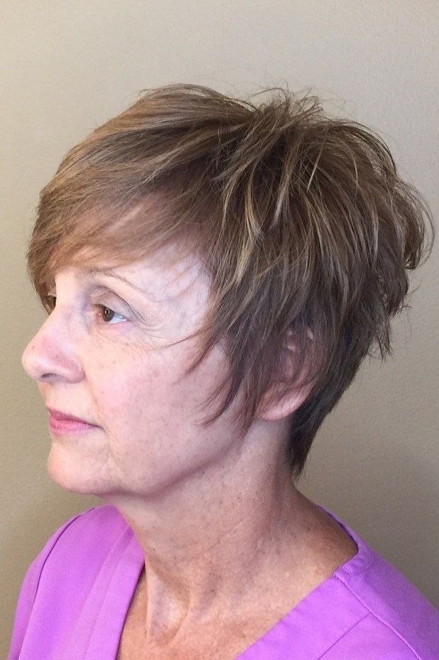 Short Light-Brown Wedge on a woman over 50 - flattering wedge haircut idea