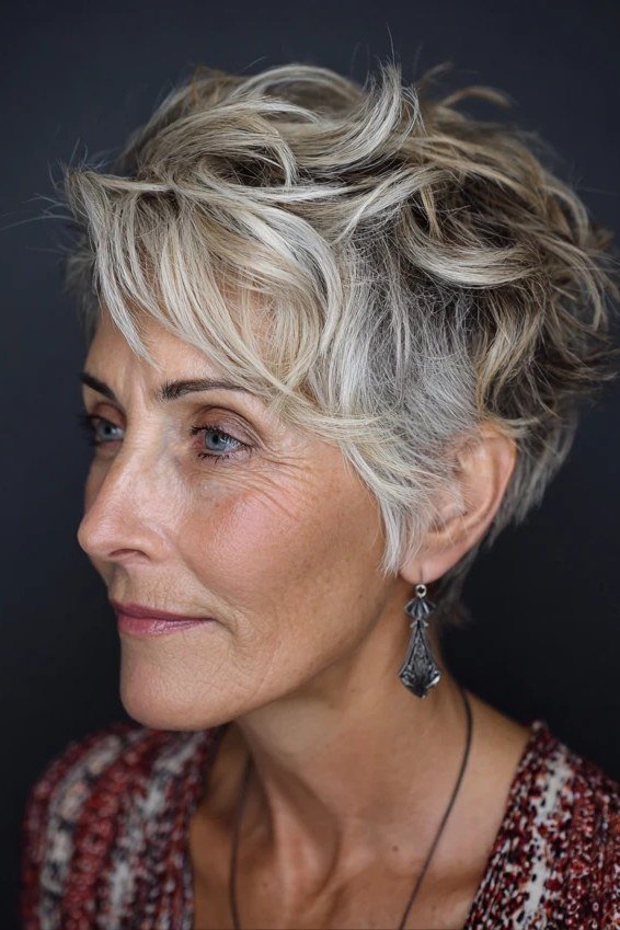 Silver Wedge on a woman over 50 - flattering wedge haircut idea