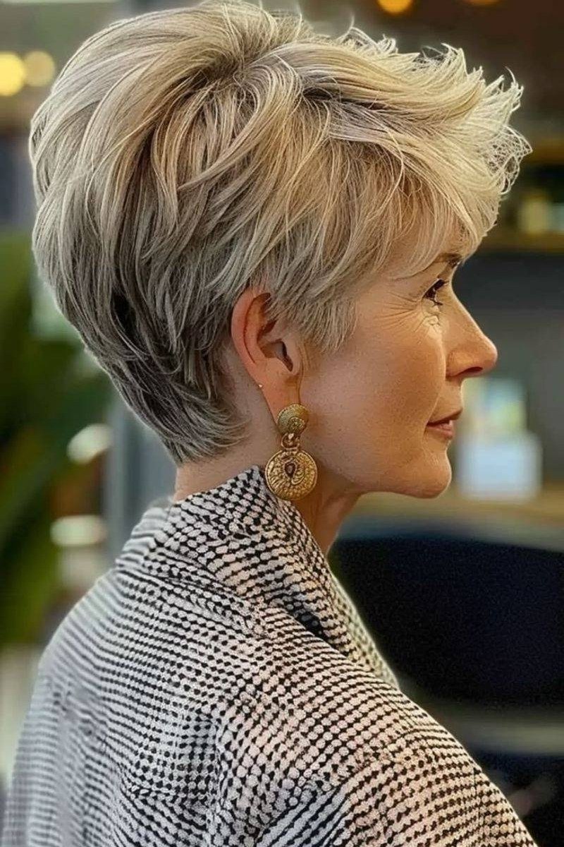 Blonde Wedge on a woman over 50 - flattering wedge haircut idea