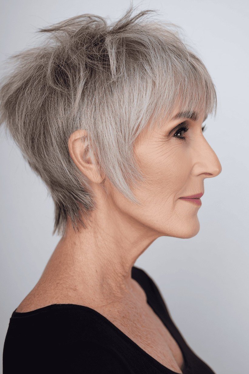 Silver Wedge on a woman over 50 - flattering wedge haircut idea