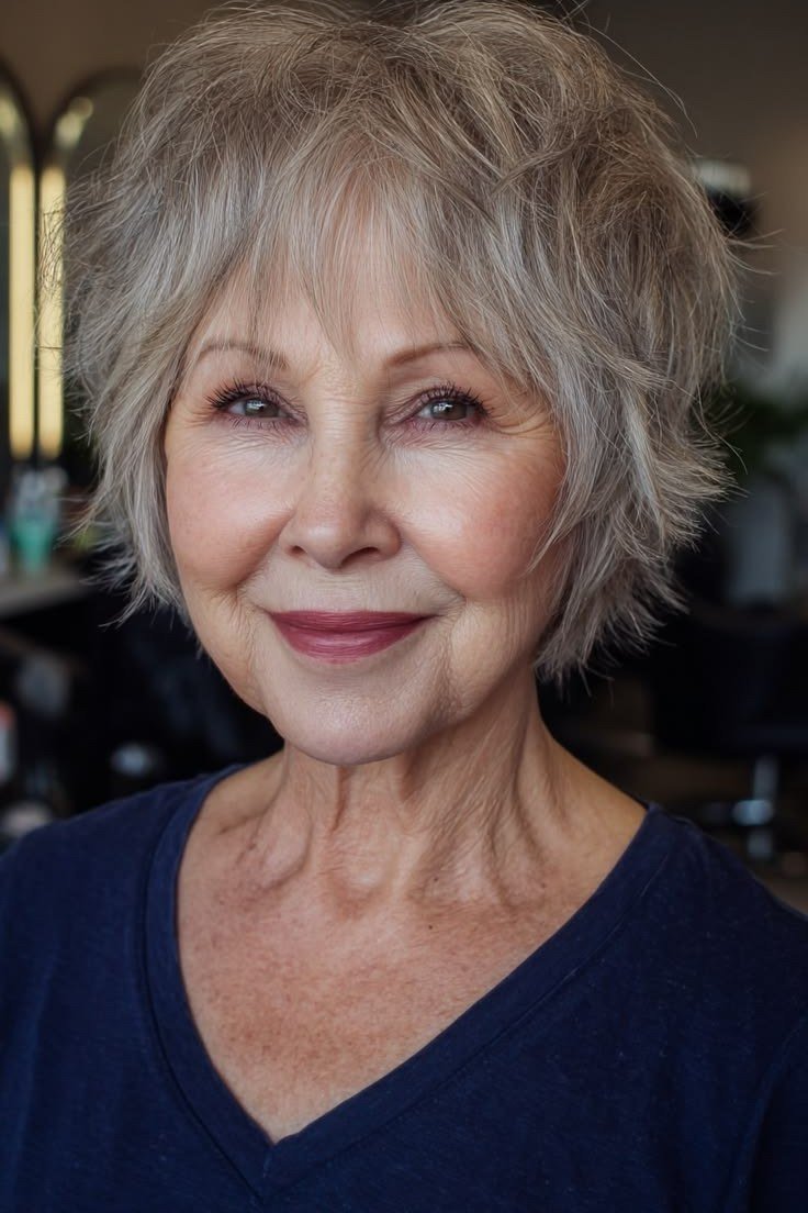 Silver Wedge on a woman over 50 - flattering wedge haircut idea