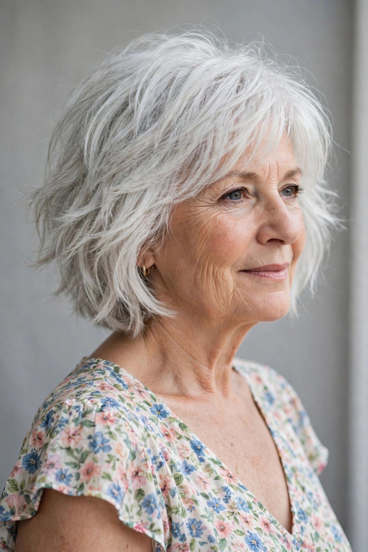 Shaggy bob for women over 60 with thin fine hair