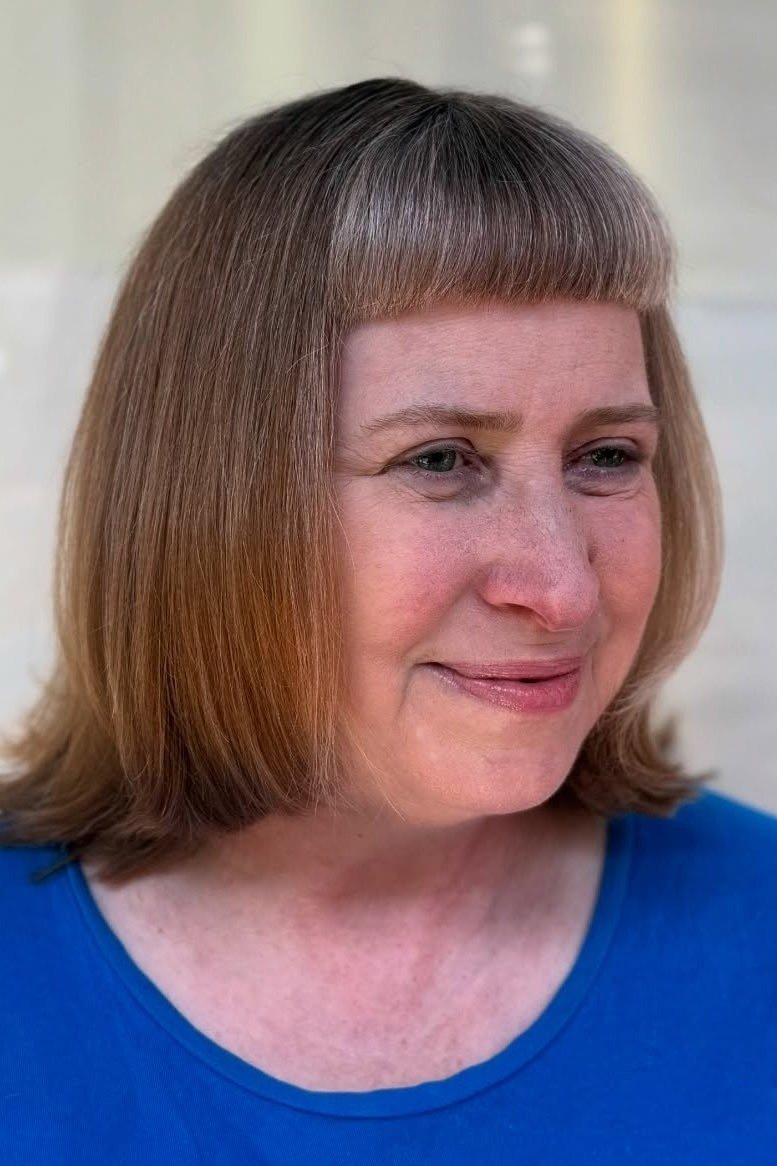 Auburn Lob with Full Bangs for Women Over 40
