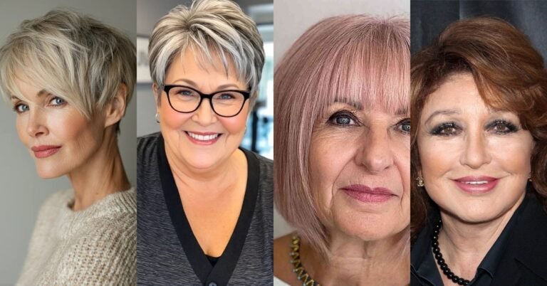 61 gorgeous hairstyles for women over 40 with bangs and soft layers collage