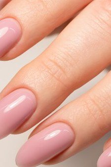 Soft Baby-Pink Oval Nails, best nail colors for 50 year olds