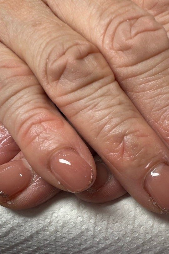 Rose-Champagne Short Round Nails, best nail colors for 50 year olds
