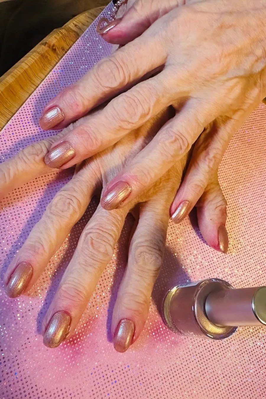 Copper Metallic Short Nails, best nail colors for 50 year olds