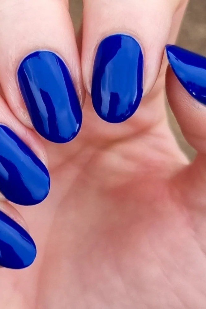 Royal blue stiletto nails for women over 50
