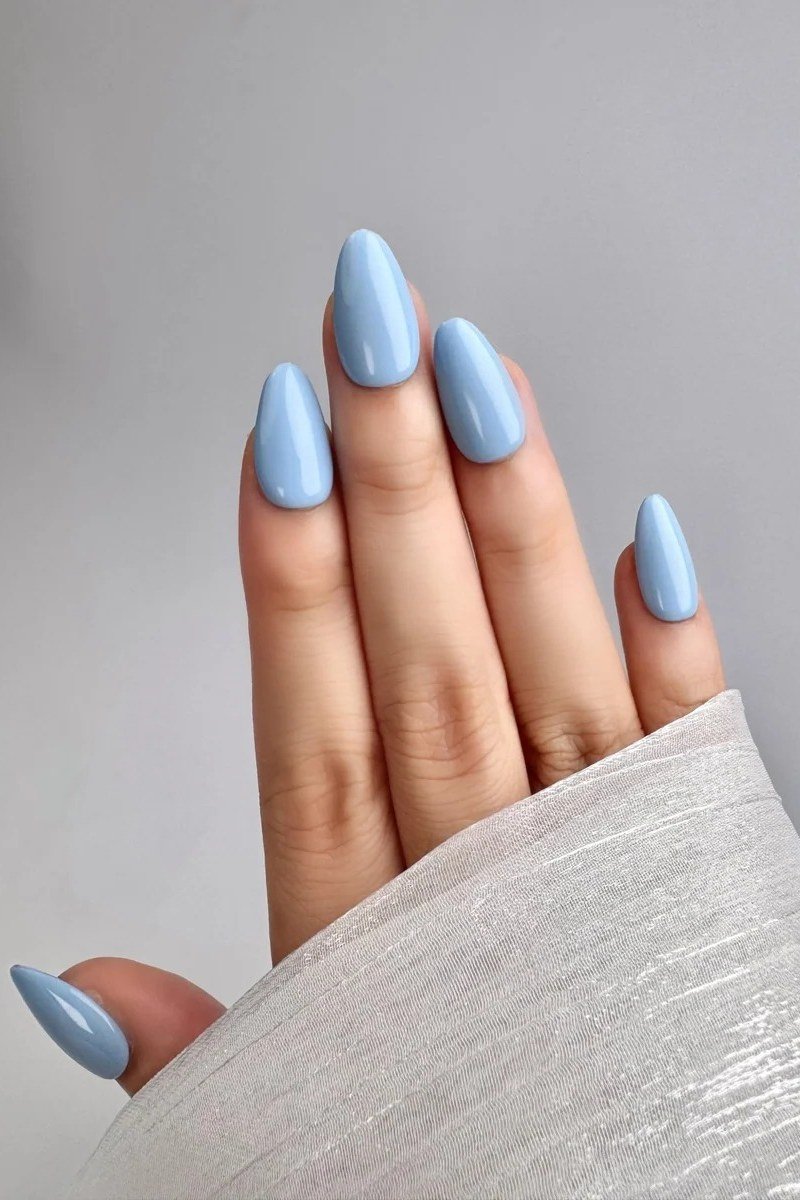 Light blue almond nails for women over 50