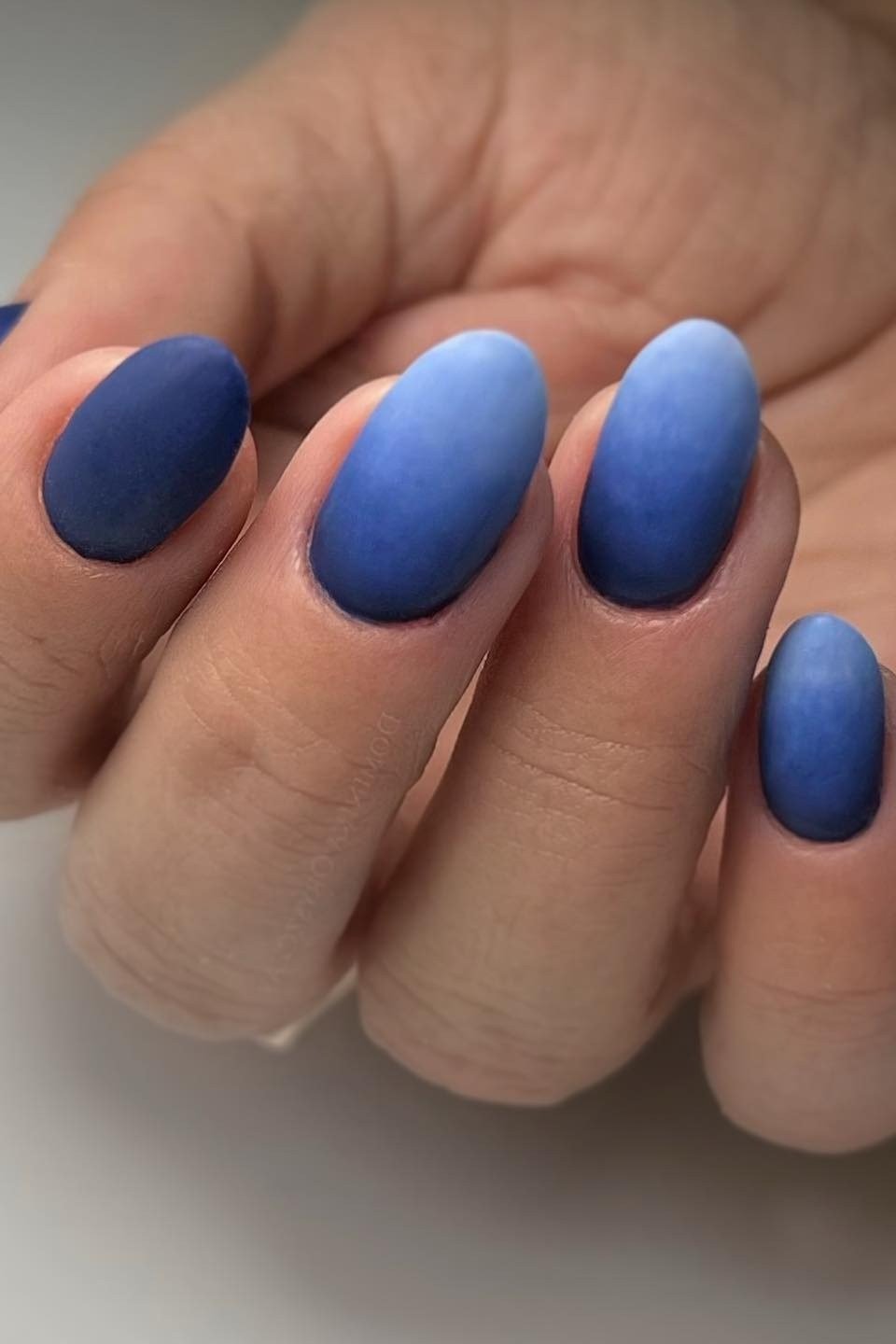 Navy matte ombre nails for women over 50