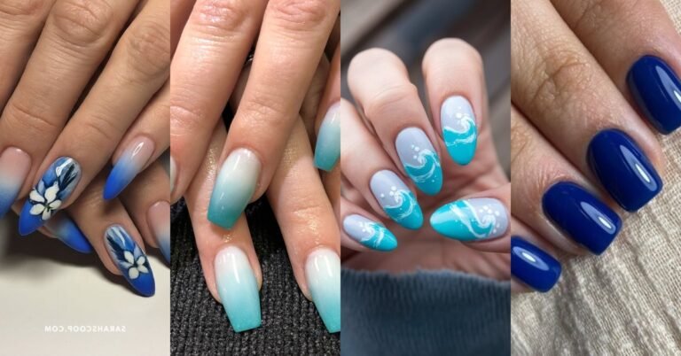 Blue nail designs for women over 50 featured collage