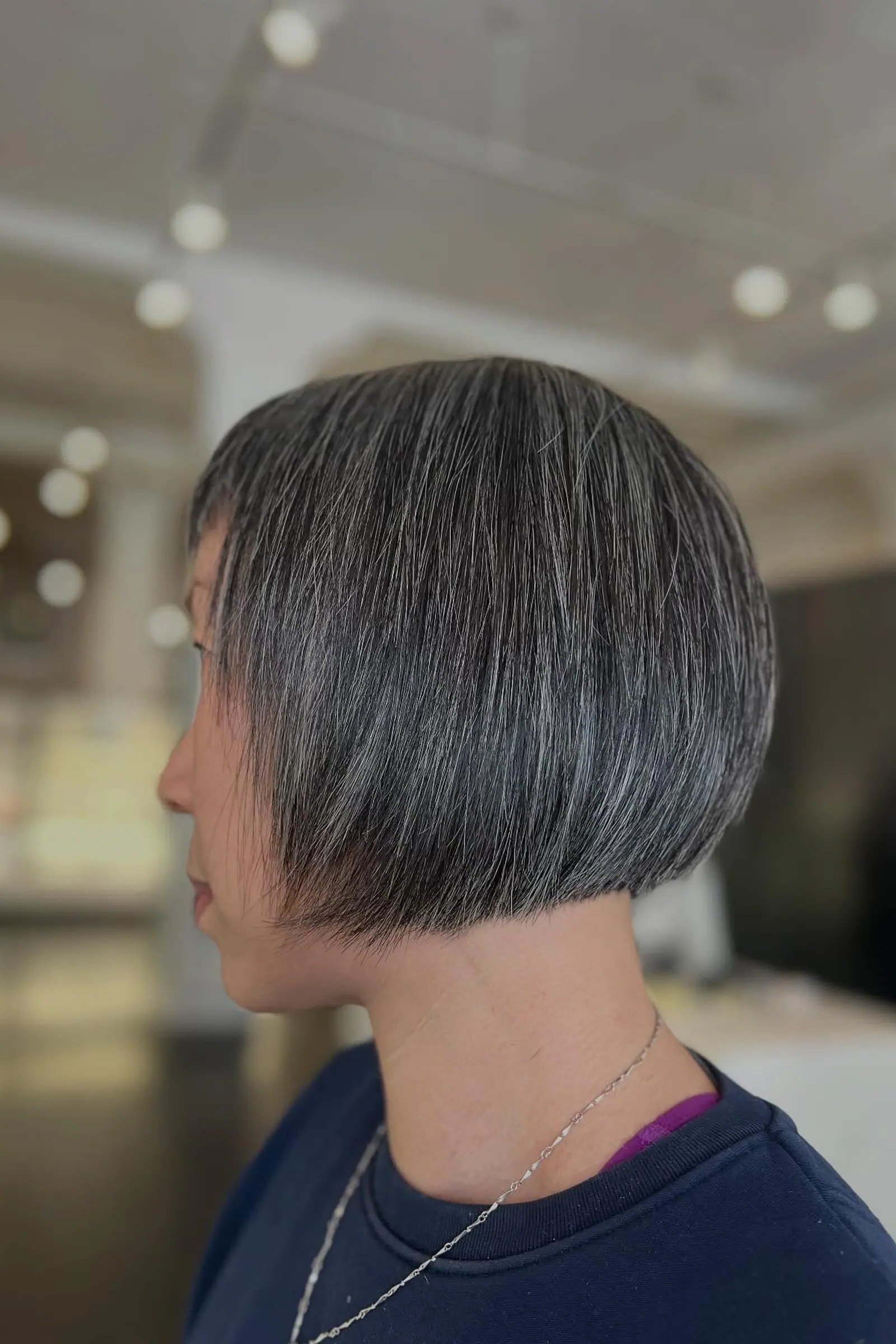 Classic Dark Gray Blunt Bob - blunt bob haircut for women over 60