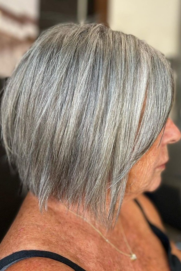 Silver Inverted Blunt Bob - blunt bob haircut for women over 60