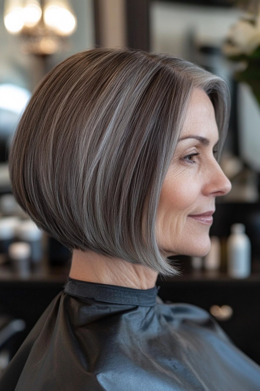 Warm Brunette Blunt Bob - blunt bob haircut for women over 60