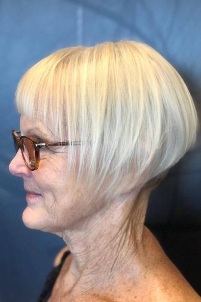 Platinum Blonde Rounded Blunt Bob - blunt bob haircut for women over 60