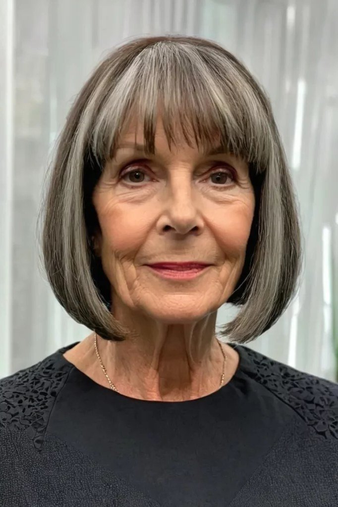 Gray Blunt Bob, Mature Elegance - blunt bob haircut for women over 60