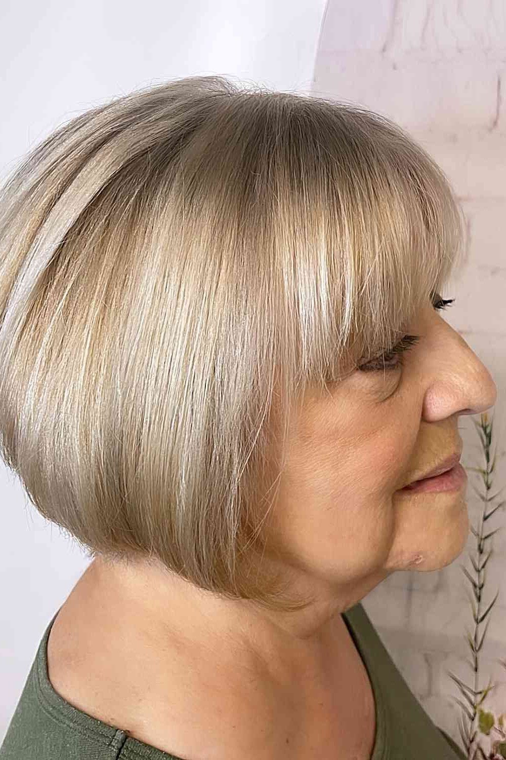 Silver Blonde Rounded Blunt Bob - blunt bob haircut for women over 60