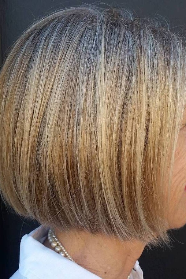 Golden Blonde Blunt Bob, Side View - blunt bob haircut for women over 60