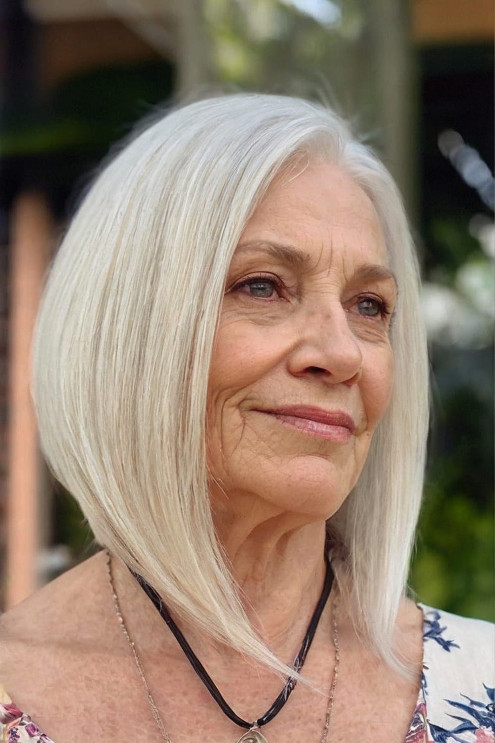 White Blunt Bob, Graceful Finish - blunt bob haircut for women over 60