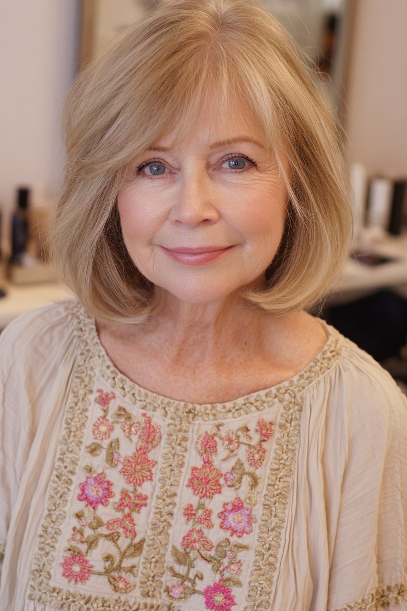 Strawberry Blonde Blunt Bob - blunt bob haircut for women over 60