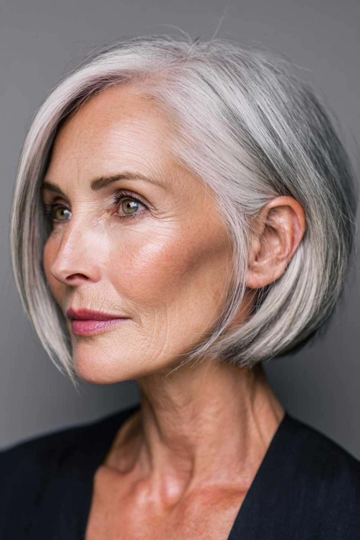 Silver Blunt Bob, Confident Finish - blunt bob haircut for women over 60