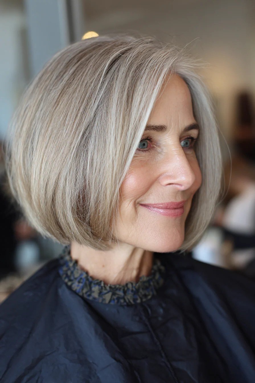 Silver Blunt Bob, Cape-Day Fresh - blunt bob haircut for women over 60
