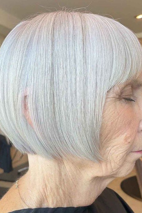 White Blunt Bob, Salon-Day Shine - blunt bob haircut for women over 60