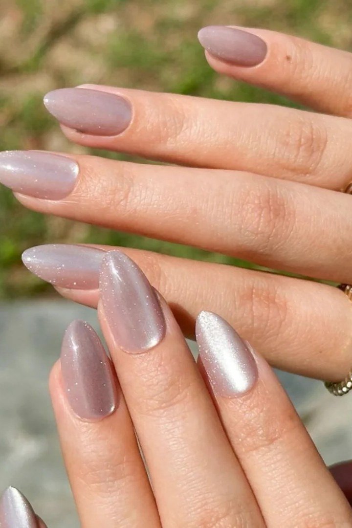 Mauve Rose Floral Accent Nails - flattering nail color for women over 70 on mature hands